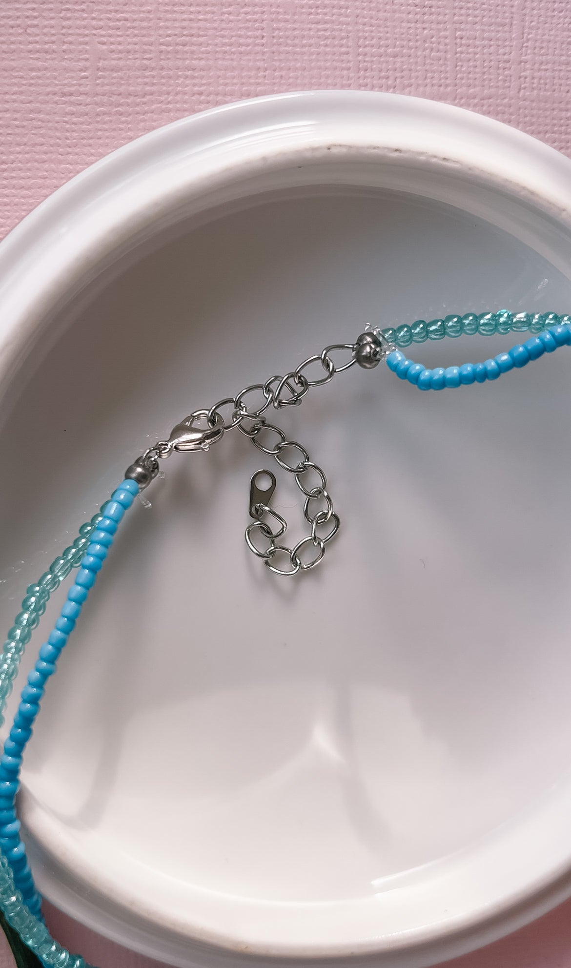Blue Bow - Seed Bead Necklace