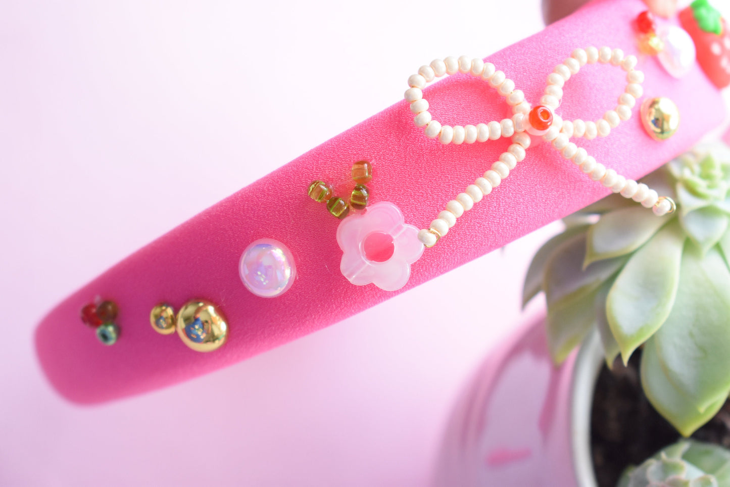 Berry Bow - Hot Pink Strawberry Charmed Headband