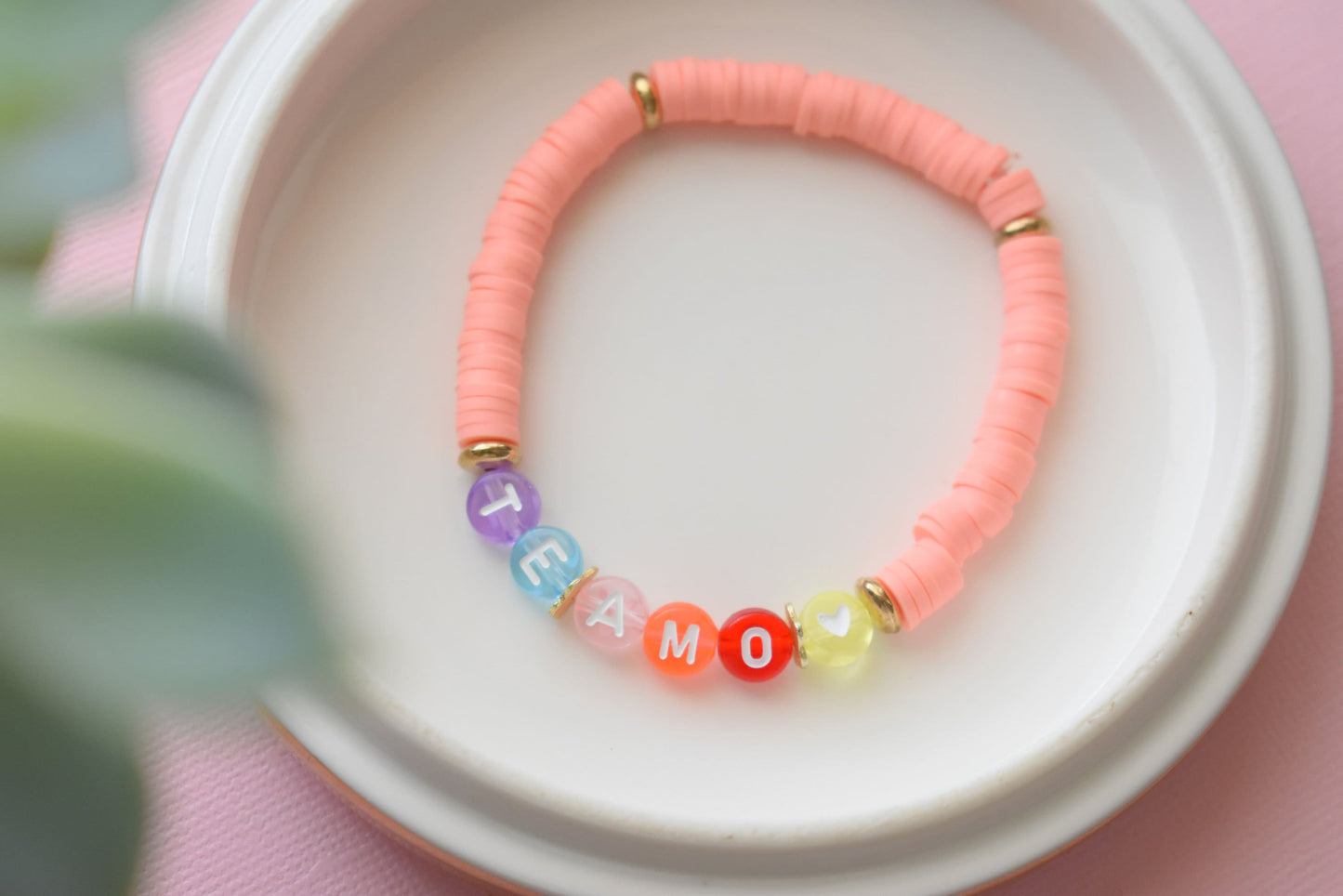 Spanish Personalized Heishi Friendship Bracelet Stack - Summer & Spring Bracelet Set - Custom Beaded Bracelets - Friendship Jewelry
