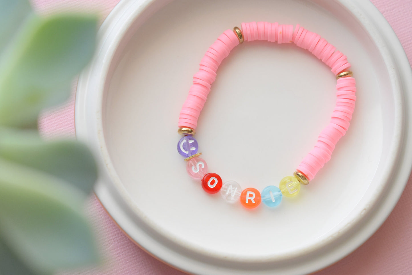 Spanish Personalized Heishi Friendship Bracelet Stack - Summer & Spring Bracelet Set - Custom Beaded Bracelets - Friendship Jewelry