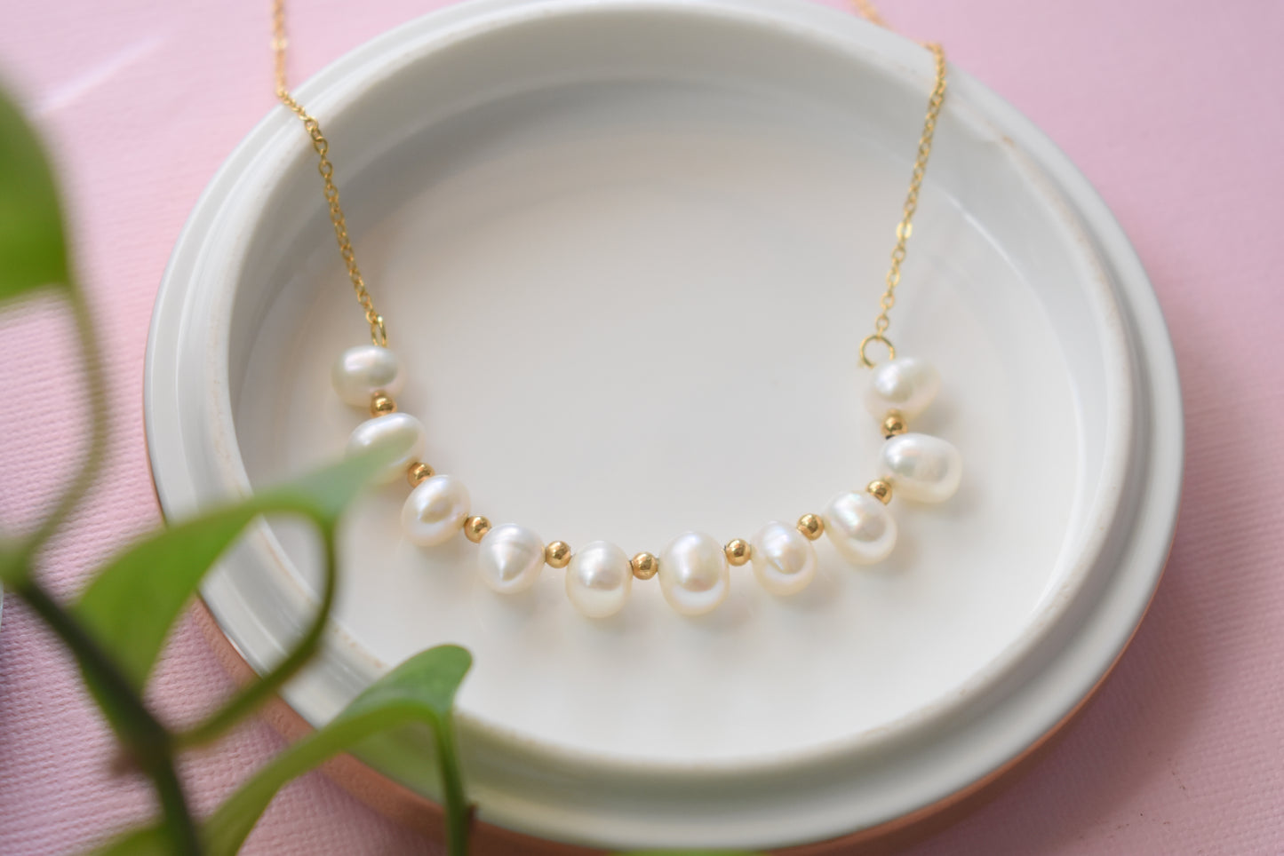 Golden Tide - Gold Plated and Fresh Water Pearl Necklace