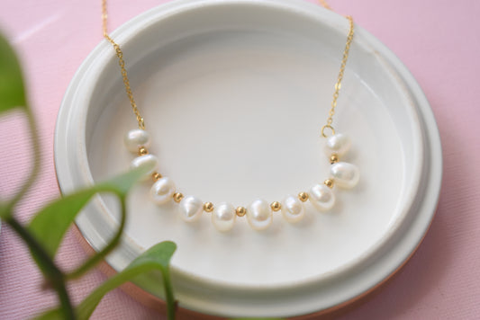 Golden Tide - Gold Plated and Fresh Water Pearl Necklace