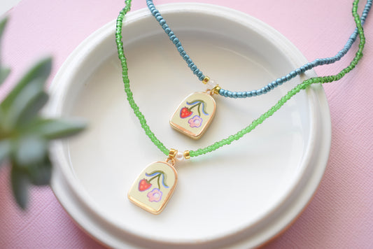 Strawberry Field - Beaded Necklace