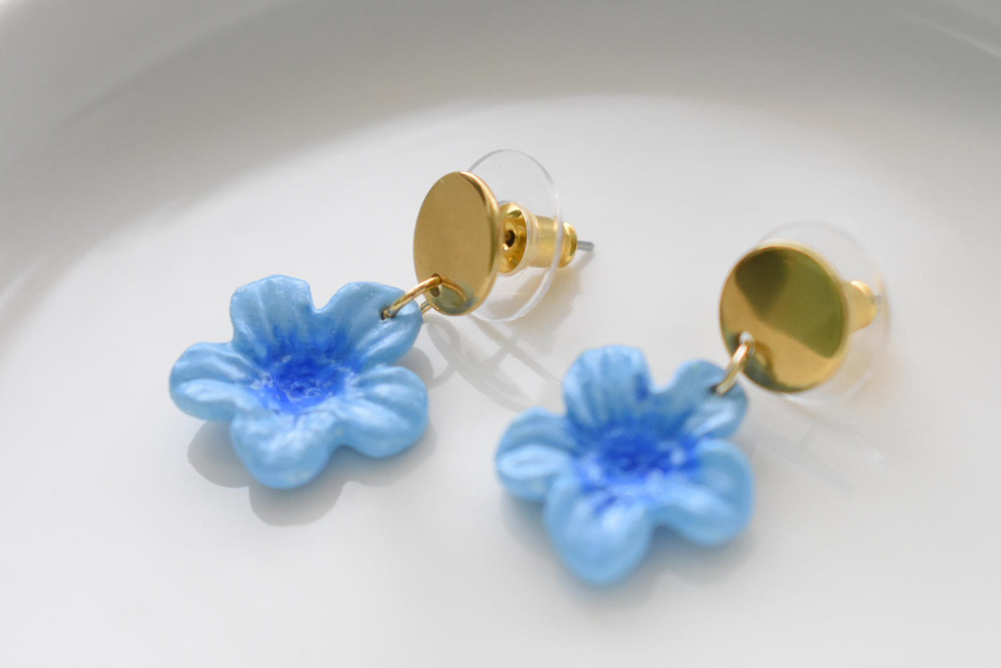 Blue + Flowers - Dangle/Stud Earrings