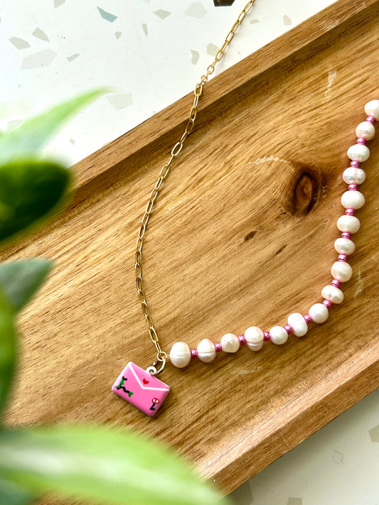Me + You - Gold Plated & Fresh Water Pearl Necklace