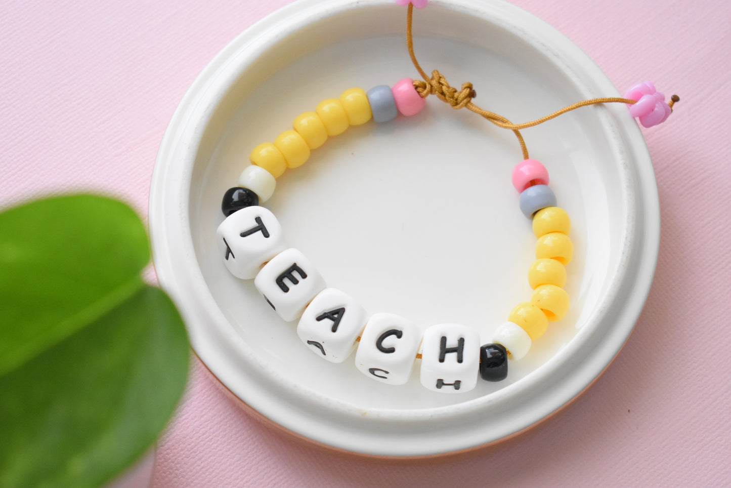Back to School Chunky Letter Beaded Bracelet – Trendy Friendship Bracelet for Students & Teachers | Teach