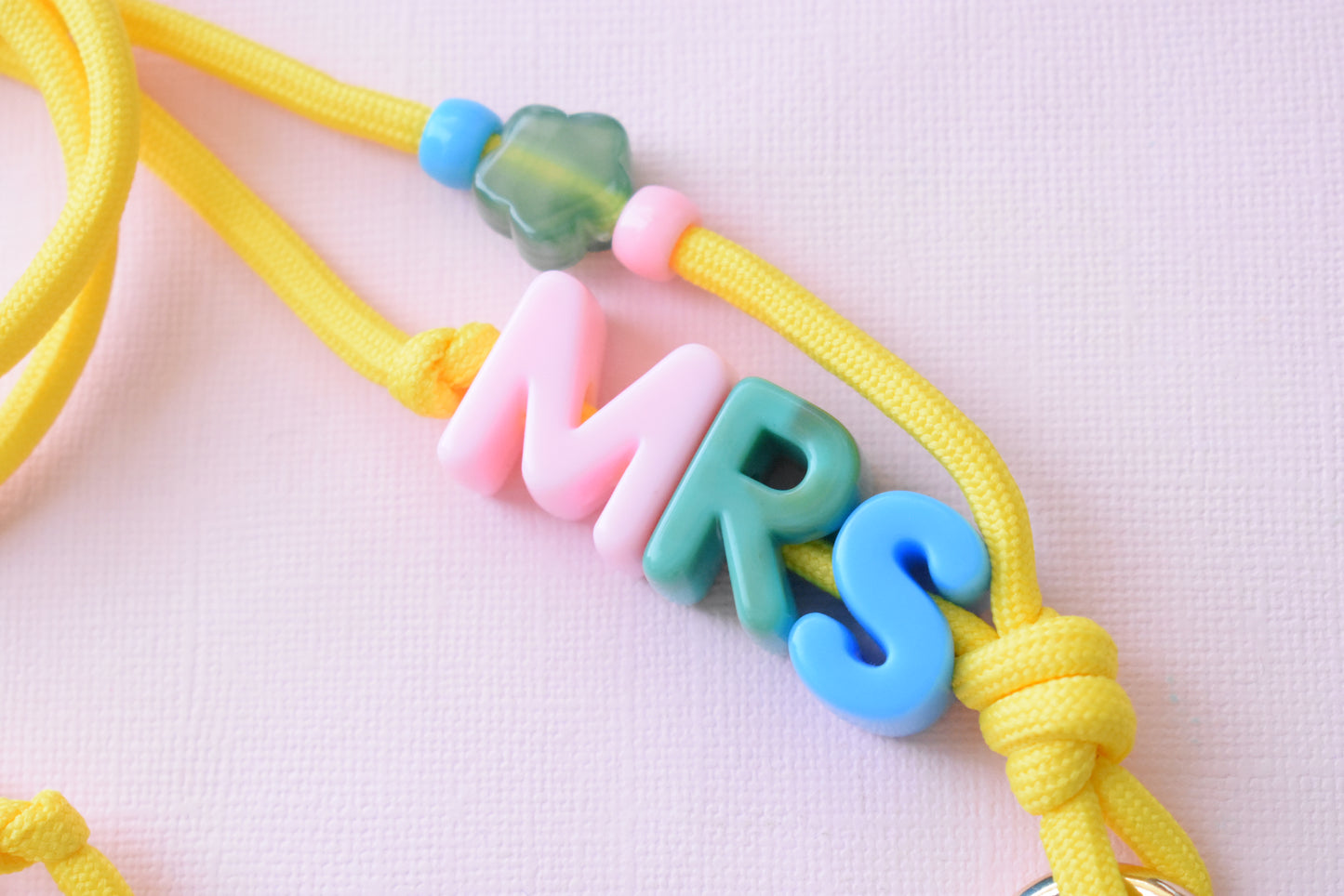 Chunky Letter Bead Paracord Lanyard | Teacher & School ID Badge Holder | Mrs