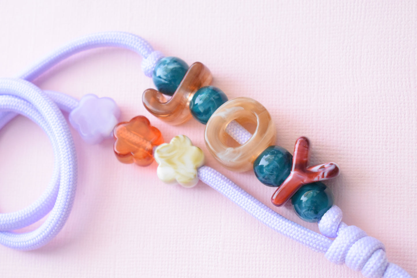 Chunky Letter Bead Paracord Lanyard | Teacher & School ID Badge Holder | Joy