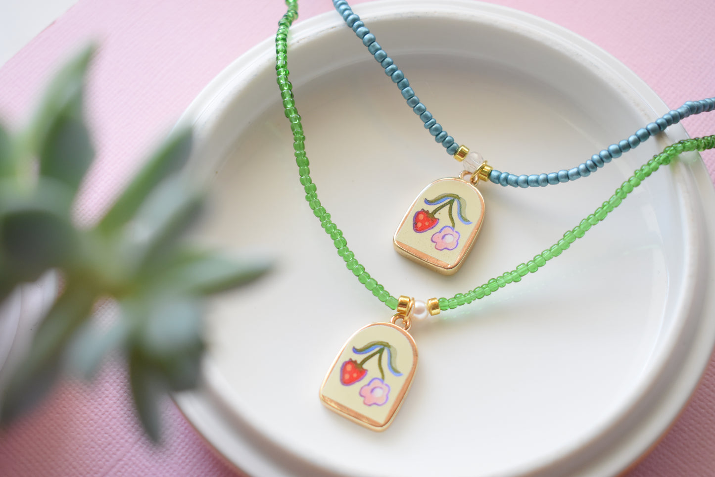 Strawberry Field - Beaded Necklace