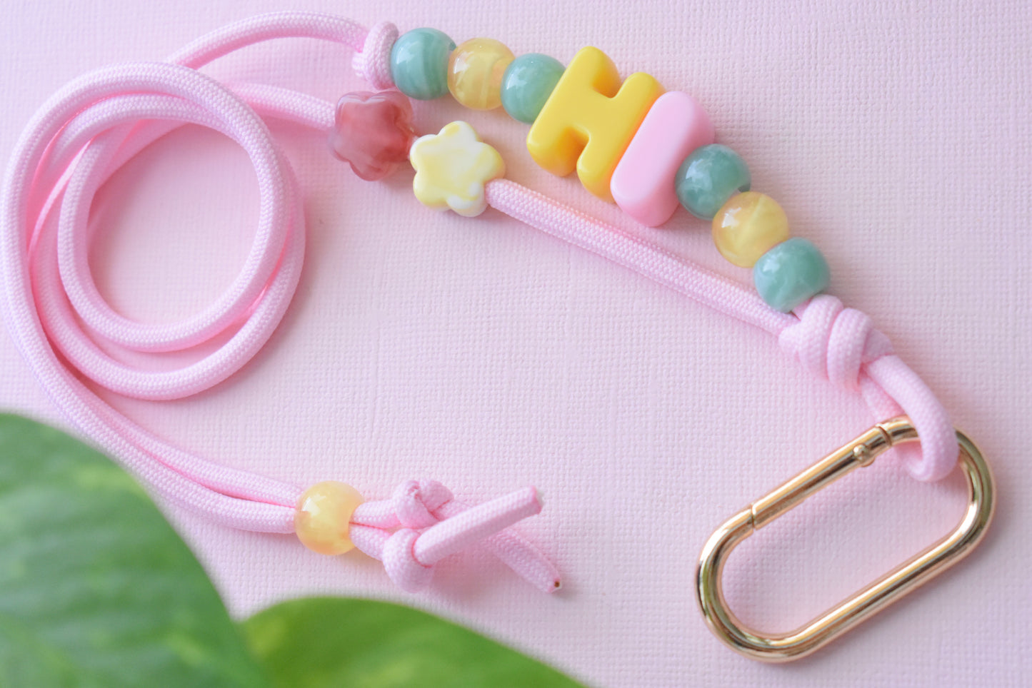 Chunky Letter Bead Paracord Lanyard | Teacher & School ID Badge Holder | Hi