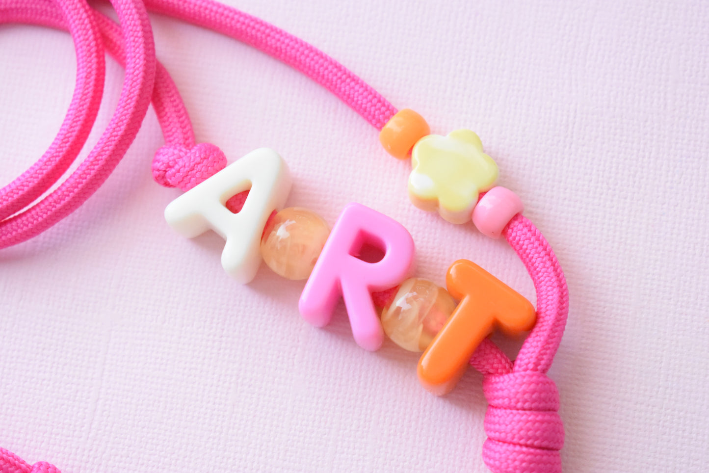 Chunky Letter Bead Paracord Lanyard | Teacher & School ID Badge Holder | Art