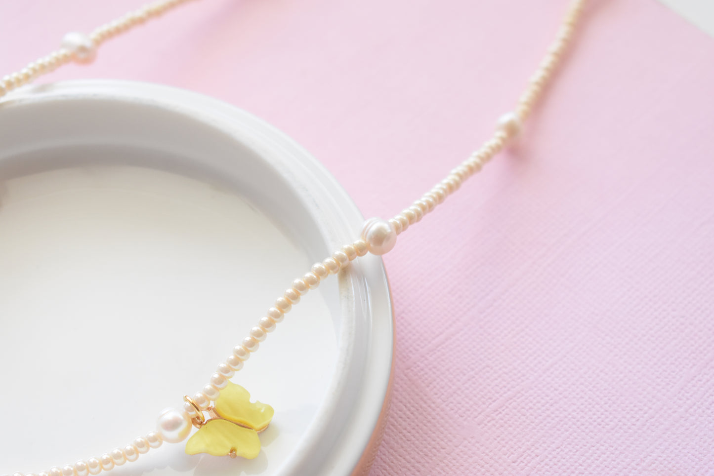 Butterflies - Beaded Pearl Necklace