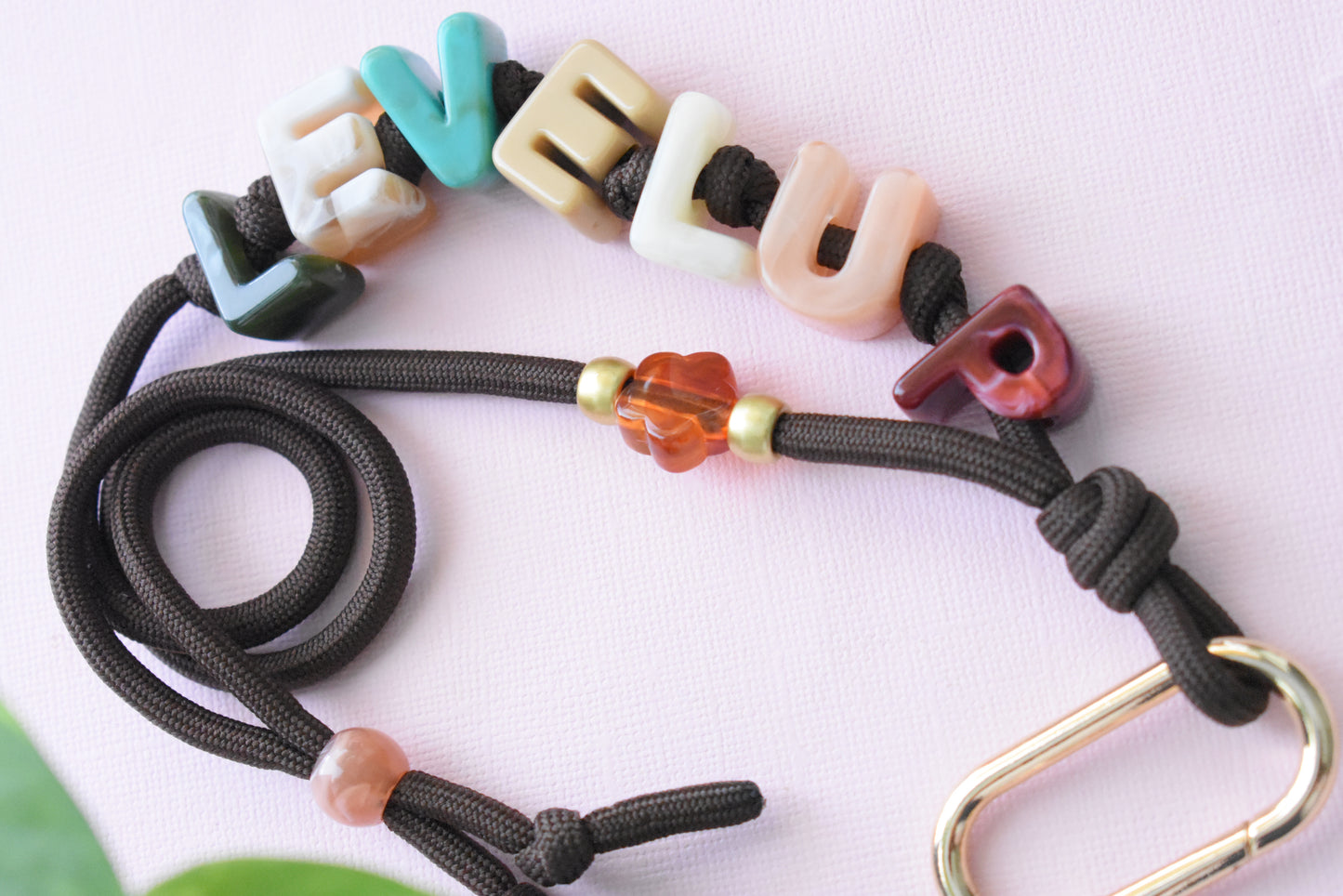 Chunky Letter Bead Paracord Lanyard | Teacher & School ID Badge Holder | Level Up