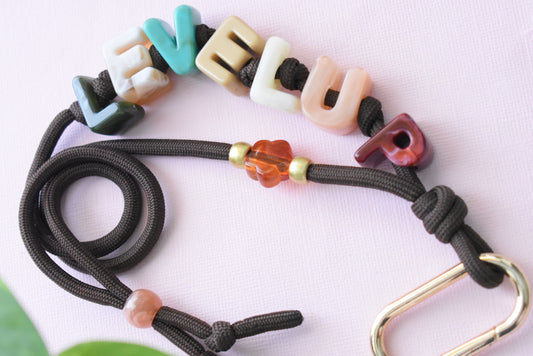 Chunky Letter Bead Paracord Lanyard | Teacher & School ID Badge Holder | Level Up