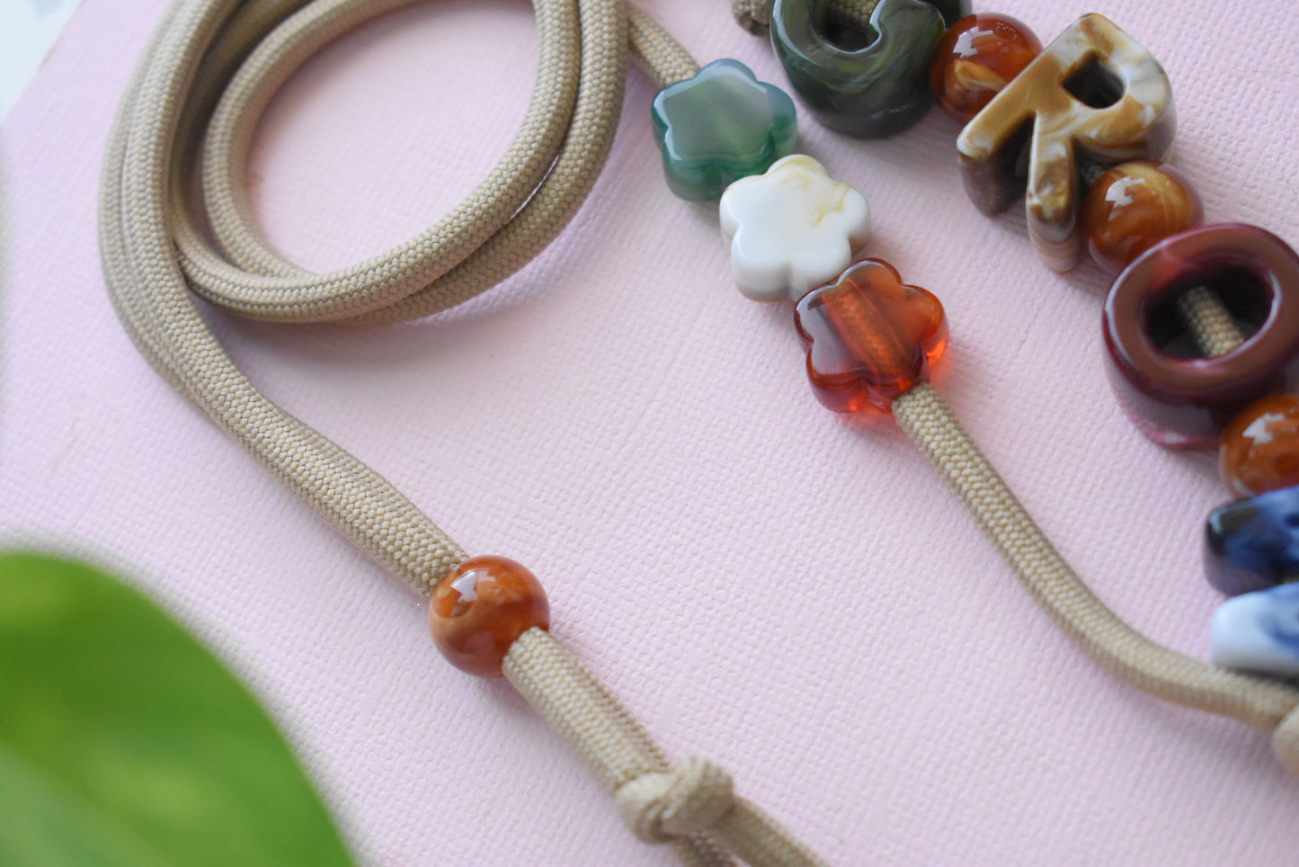 Chunky Letter Bead Paracord Lanyard | Teacher & School ID Badge Holder | Grow