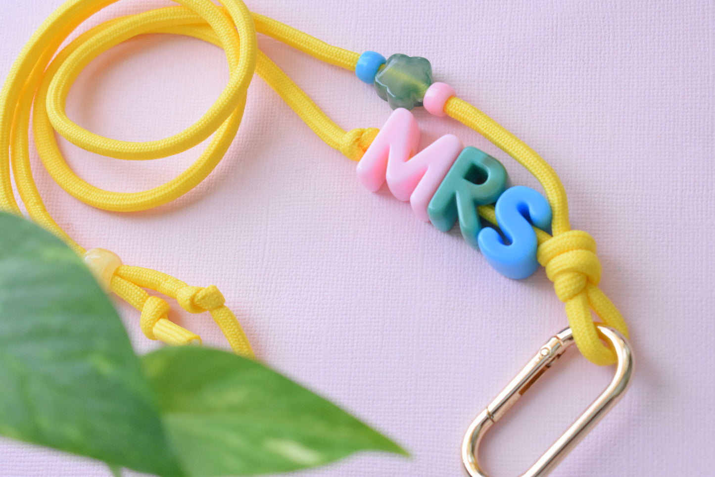 Chunky Letter Bead Paracord Lanyard | Teacher & School ID Badge Holder | Mrs