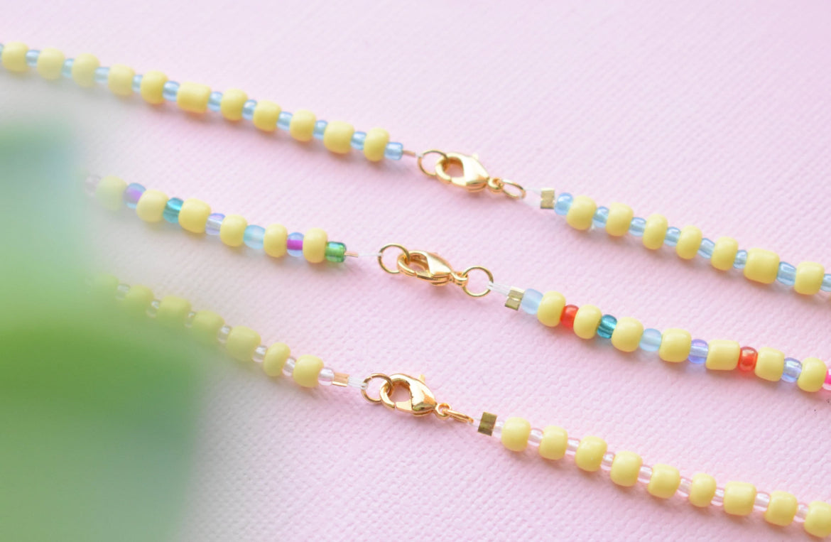 Sea Beaded - Bead and Freshwater Pearl Necklace | Beach Jewelry | Colorful Beaded Necklace