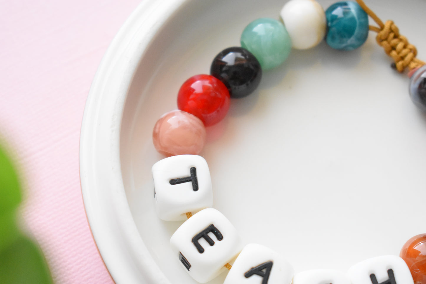 Back to School Chunky Letter Beaded Bracelet – Trendy Friendship Bracelet for Students & Teachers | Teach