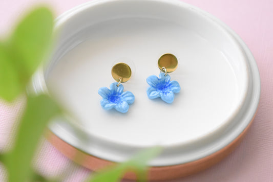 Blue + Flowers - Dangle/Stud Earrings