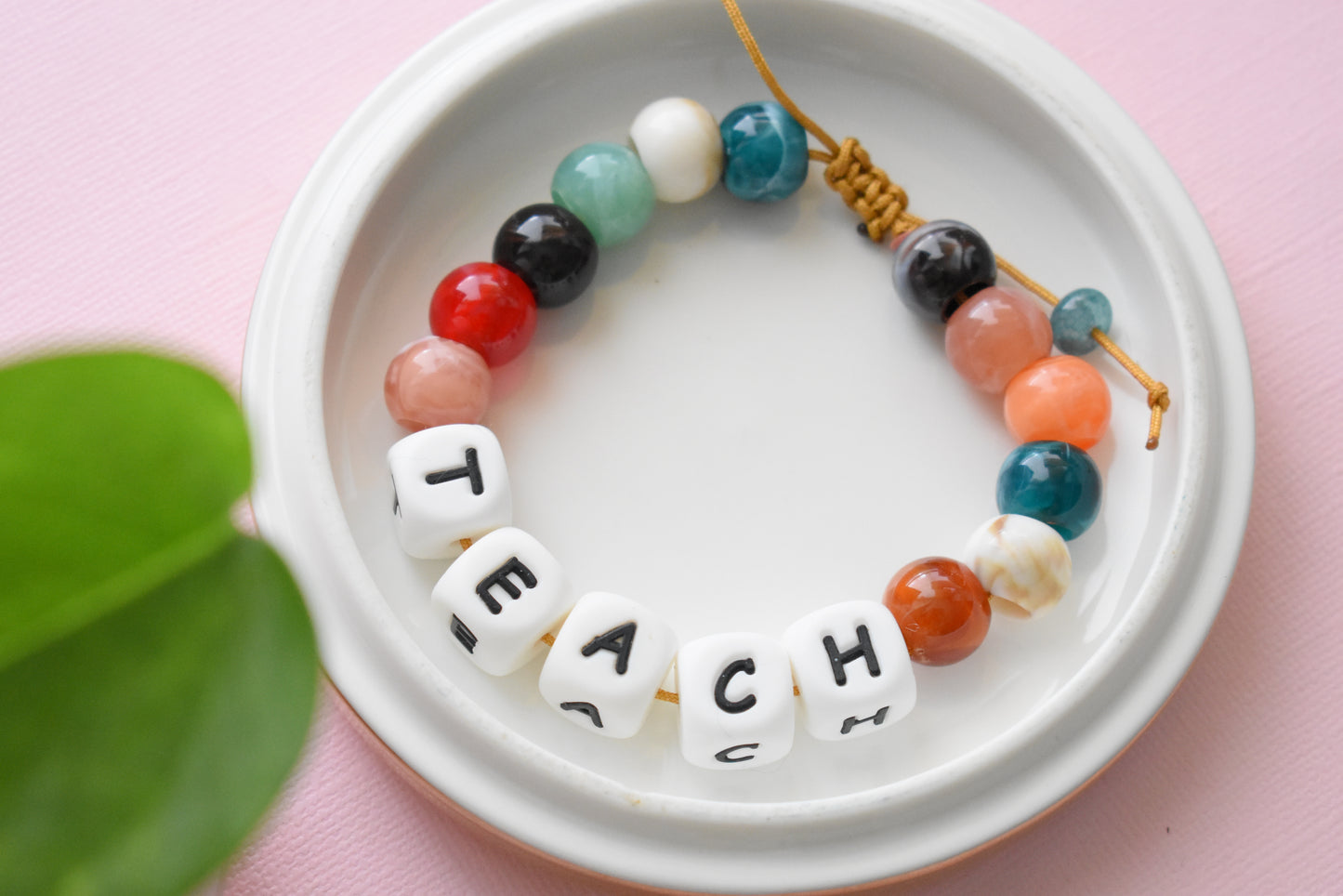 Back to School Chunky Letter Beaded Bracelet – Trendy Friendship Bracelet for Students & Teachers | Teach