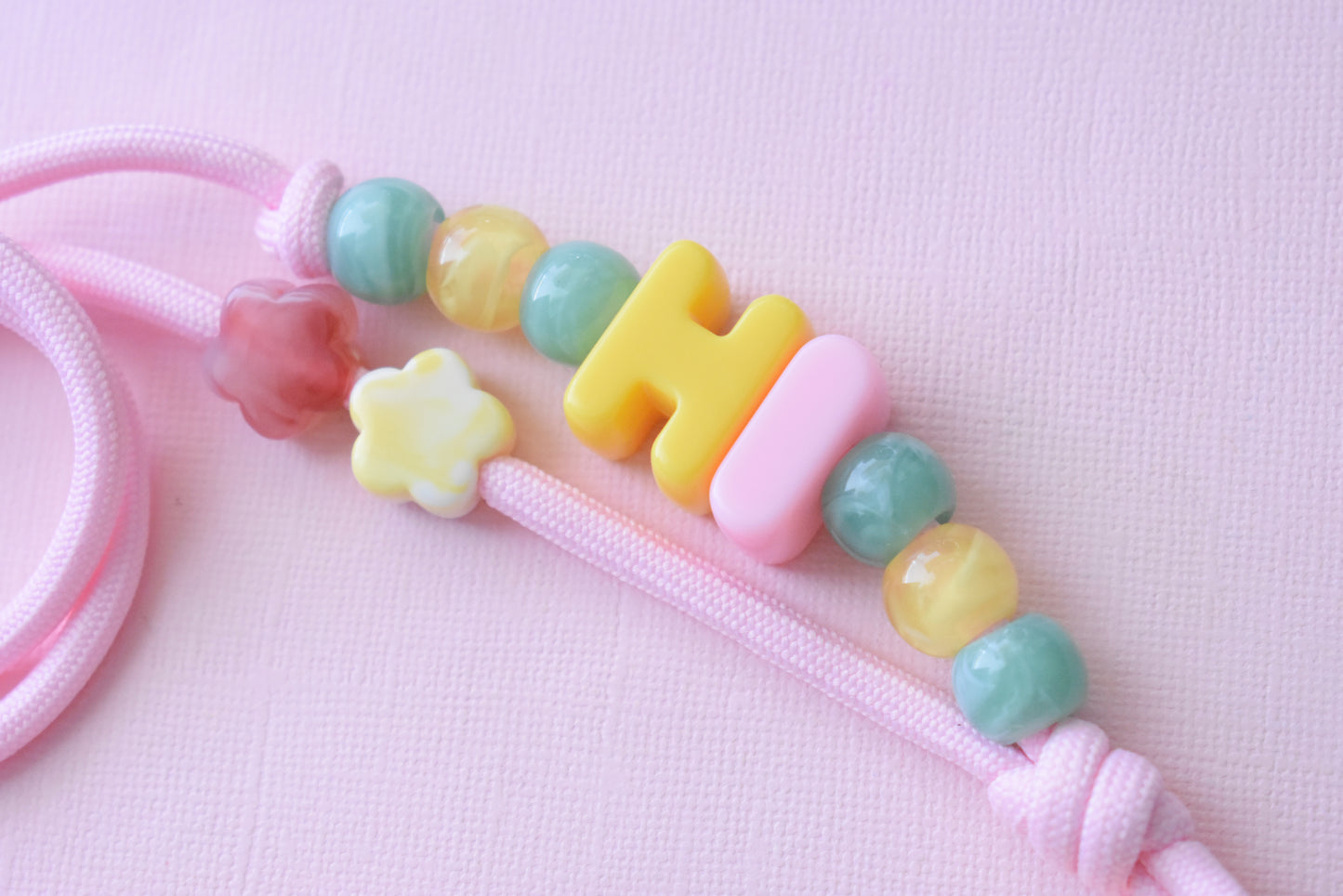 Chunky Letter Bead Paracord Lanyard | Teacher & School ID Badge Holder | Hi