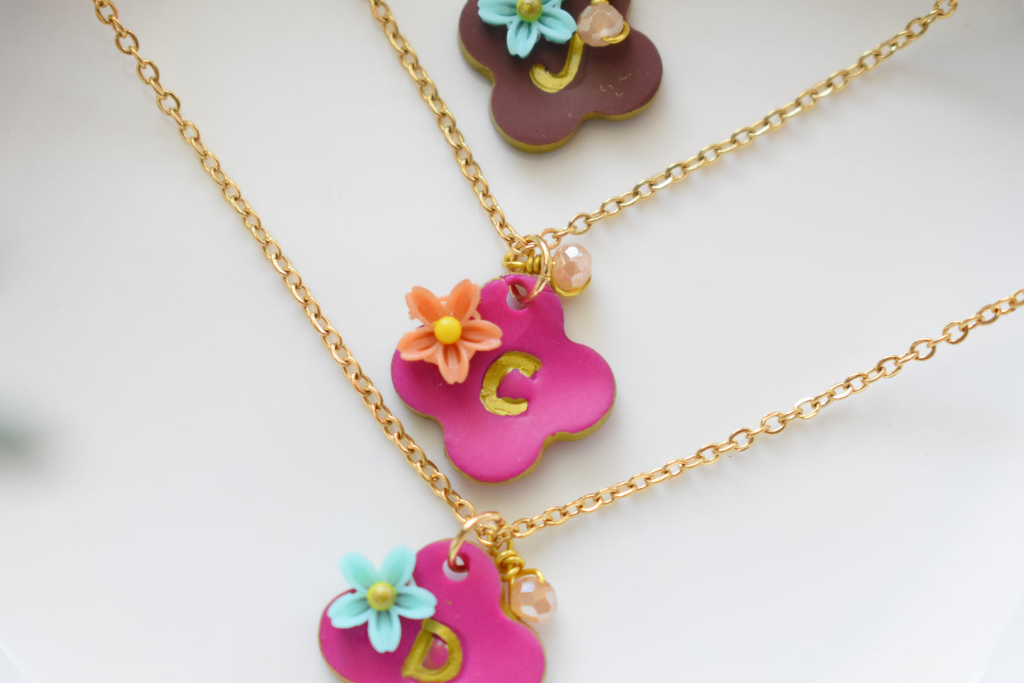 Gold Initial - Polymer Clay Necklaces