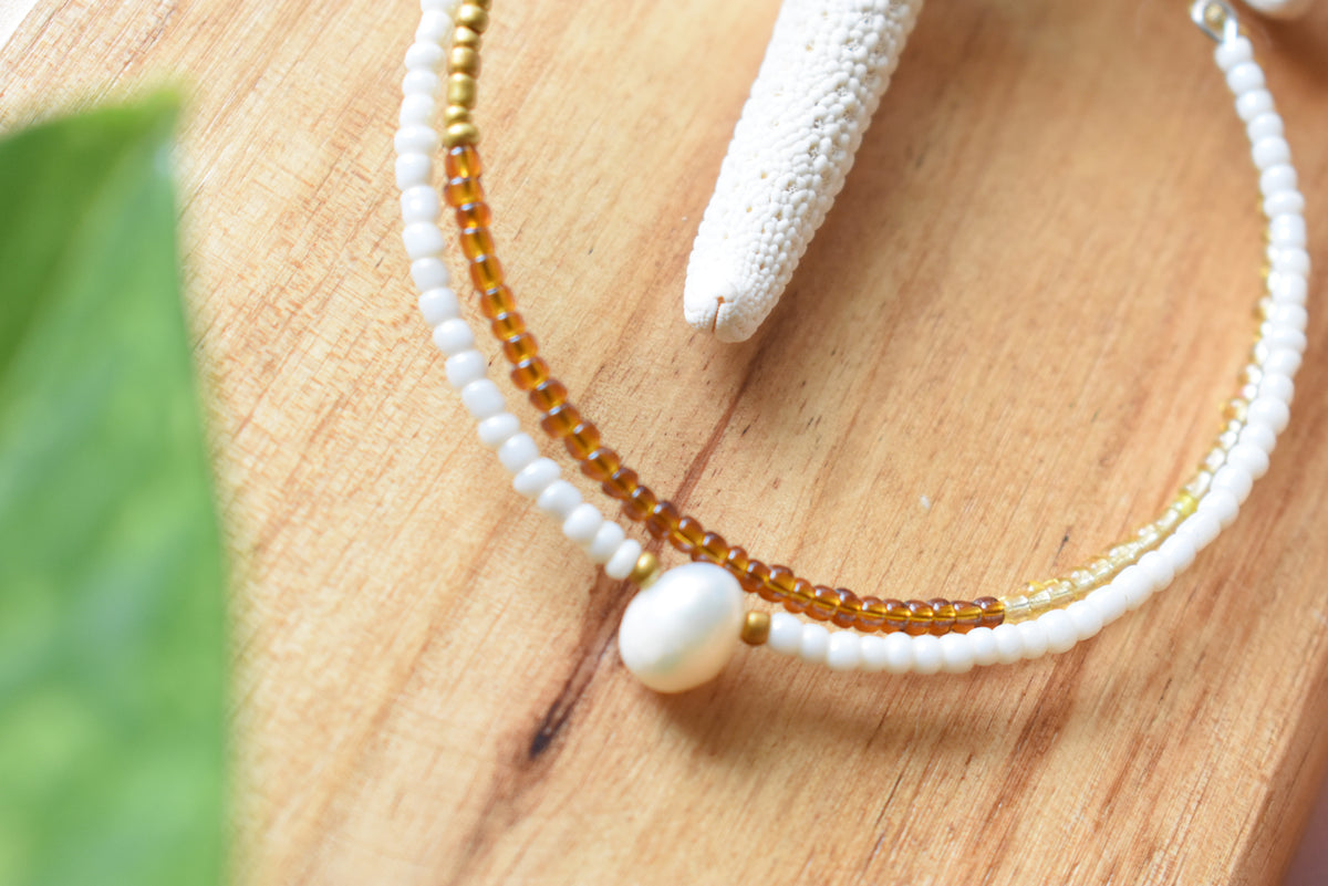 Freshwater Pearl & Stainless Steel Beaded Jewelry | 30th Anniversary Pearl Bracelet
