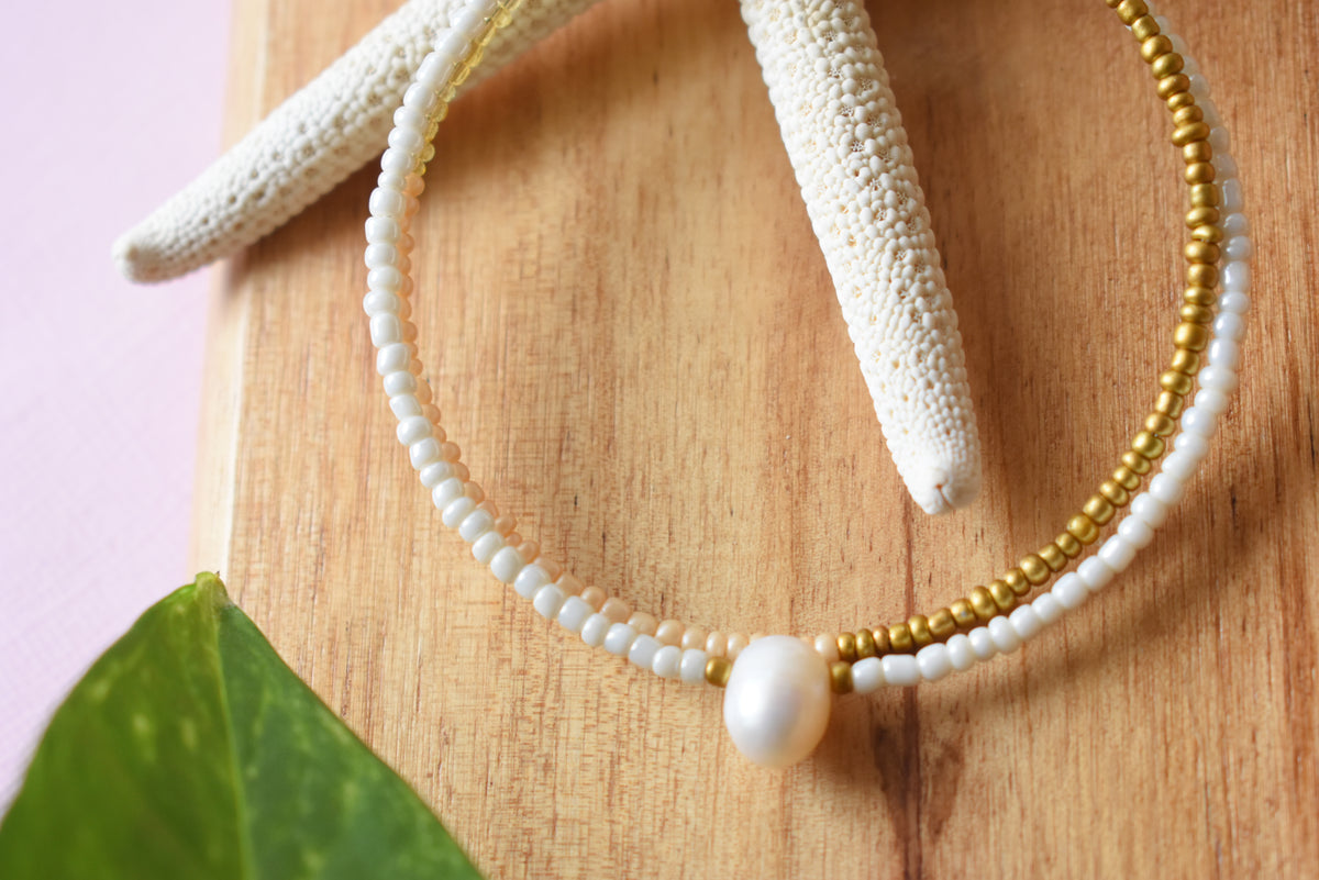 Freshwater Pearl & Stainless Steel Beaded Jewelry | 30th Anniversary Pearl Bracelet