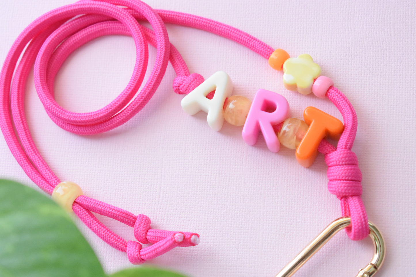 Chunky Letter Bead Paracord Lanyard | Teacher & School ID Badge Holder | Art