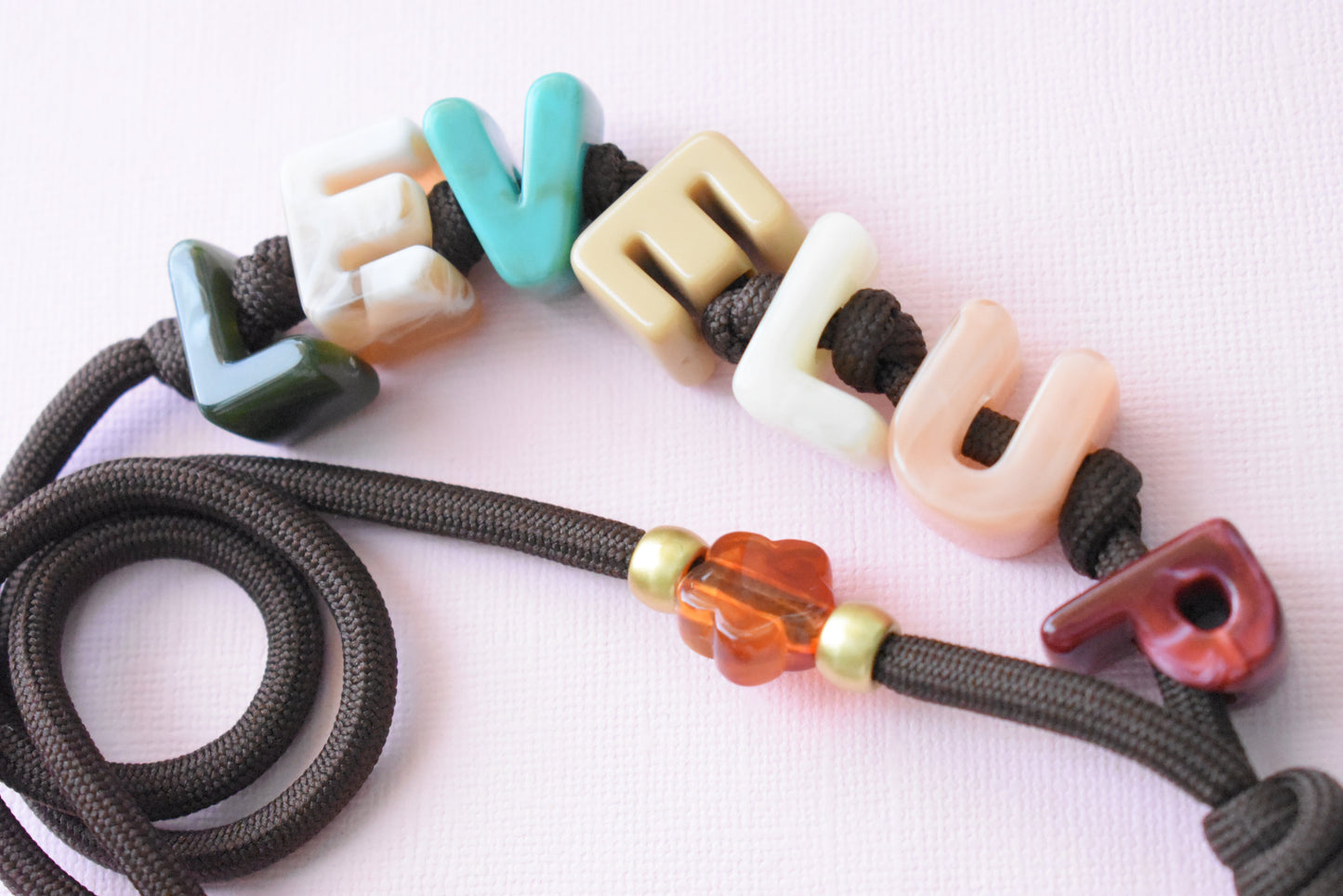 Chunky Letter Bead Paracord Lanyard | Teacher & School ID Badge Holder | Level Up