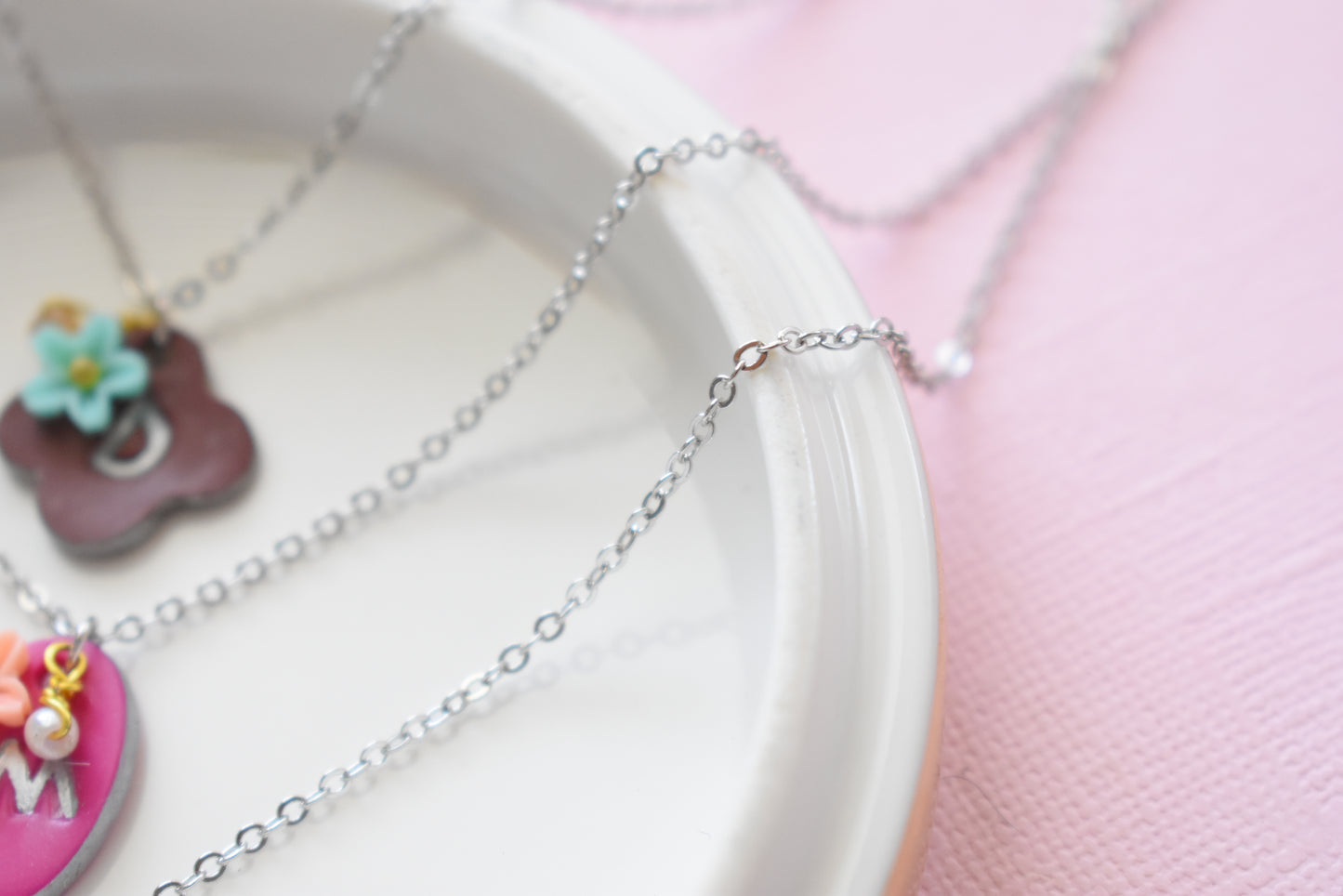 Silver Initial - Polymer Clay Necklaces