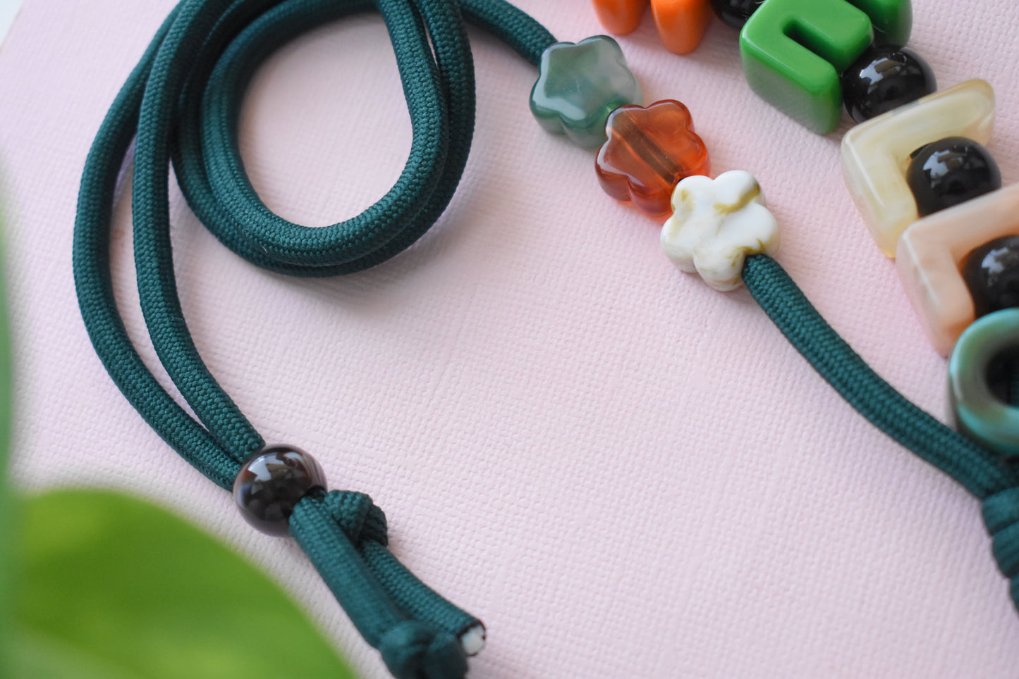 Chunky Letter Bead Paracord Lanyard | Teacher & School ID Badge Holder | Hello